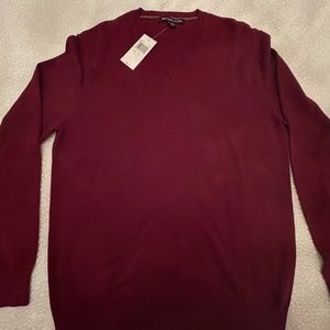 Michael Kors Men's Sweater V-Neck Maroon (Medium)